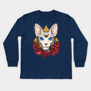 Egyptian Sphynx Cat Kids Long Sleeve T-Shirt